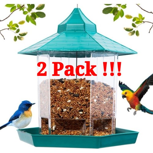 Hexagon house bird feeder - 2x,