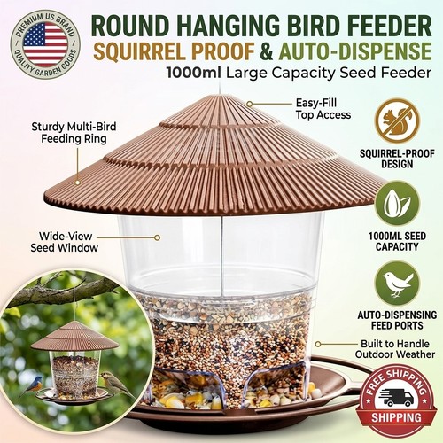 Round hanging bird feeder - round,