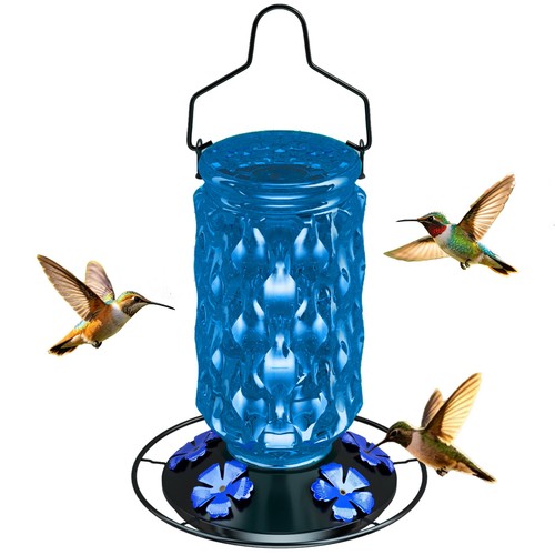 Glass hummingbird feeder - hummingbird,