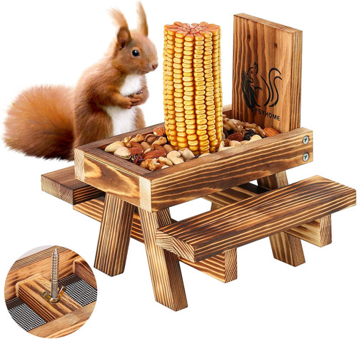 Wooden squirrel feeder - wooden,
