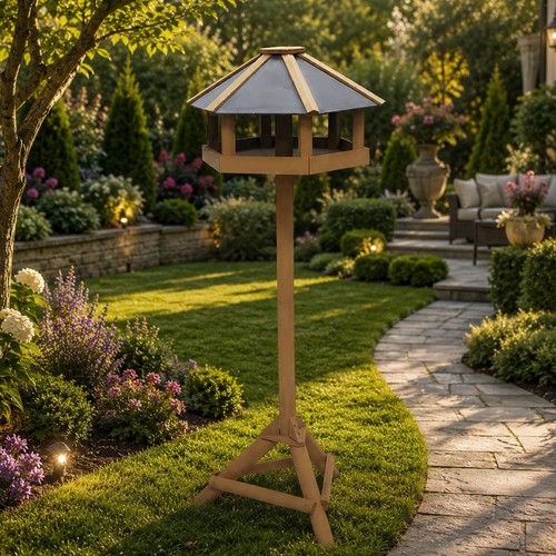 Hexagonal wood bird feeding - hexagonal,