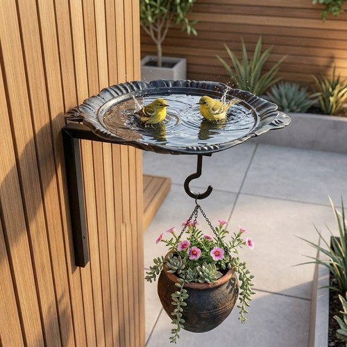 Iron bird bath feeder garden - bird,