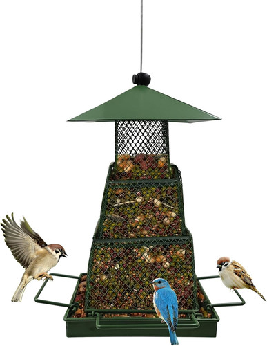 Metal hanging bird feeder with - metal,