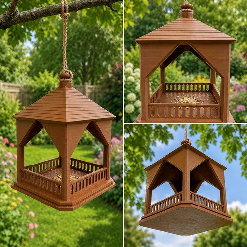Rustic brown hanging bird - brown,