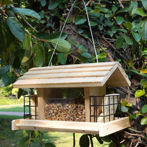 Wooden bird feeder - wooden,