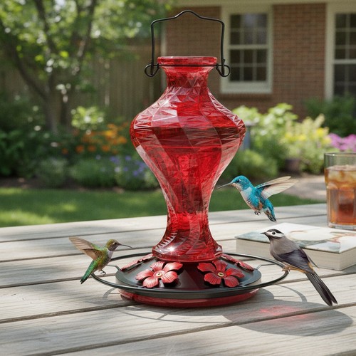 Glass hummingbird feeder for - glass,