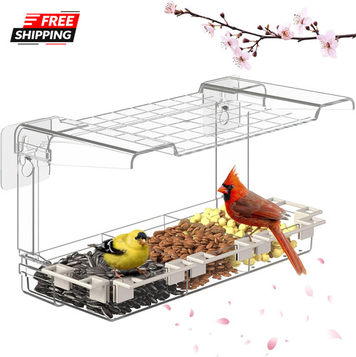 Clear window bird feeder with - clear,