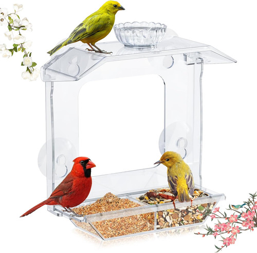 Clear window bird feeder - clear,