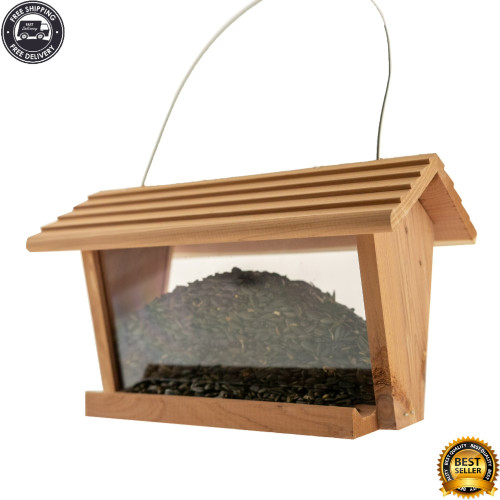 Wooden hopper bird feeder 3lb - wooden,